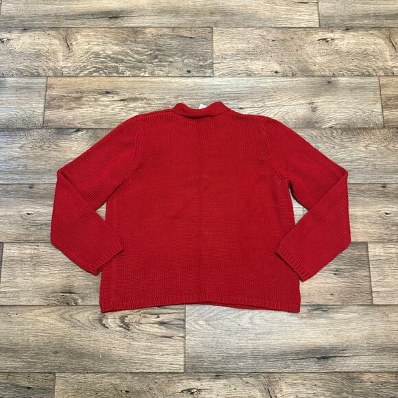 Vintage 90s Argyle Red Knit V-Neck Sweater - Picture 4 of 4
